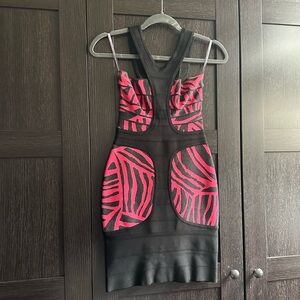 Herve Leger Niva Animal Print Bandage Dress